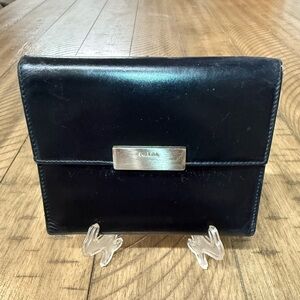 Prada Black Compact Leather Wallet